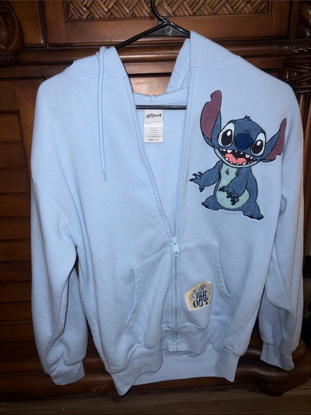 Disney Light Blue Stitch Zip Hoodie for Kids